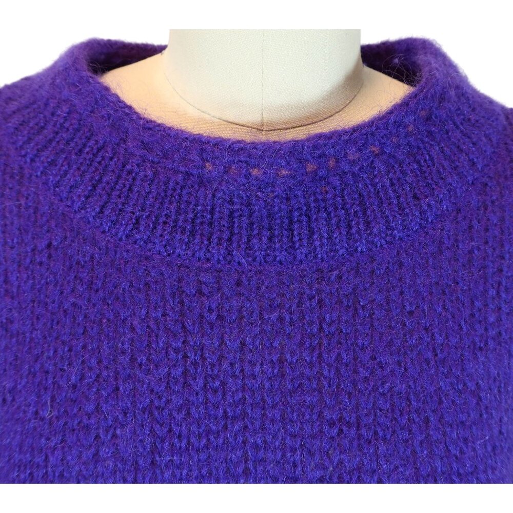 Vintage RAFAELLA Fuzzy Mohair Blend Chunky Knit Pullover Sweater Size M Purple - Picture 5 of 6